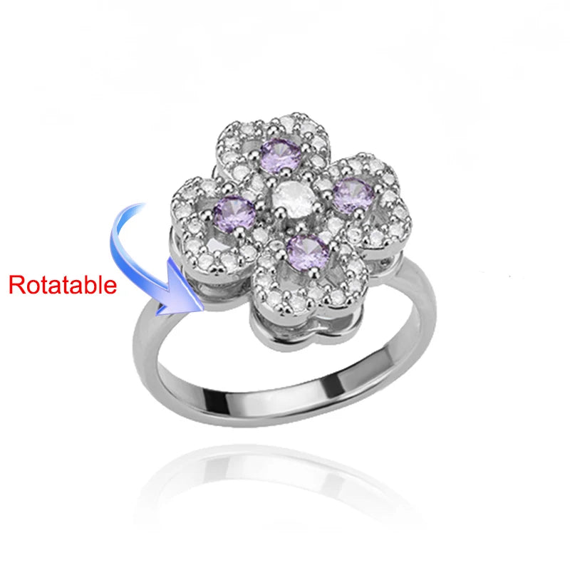 Four Clover Rotating Anxiety Rings for Women Gold Color Adjustable Stainless Steel Wedding Ring Aesthetic Jewelry Gift anillos
