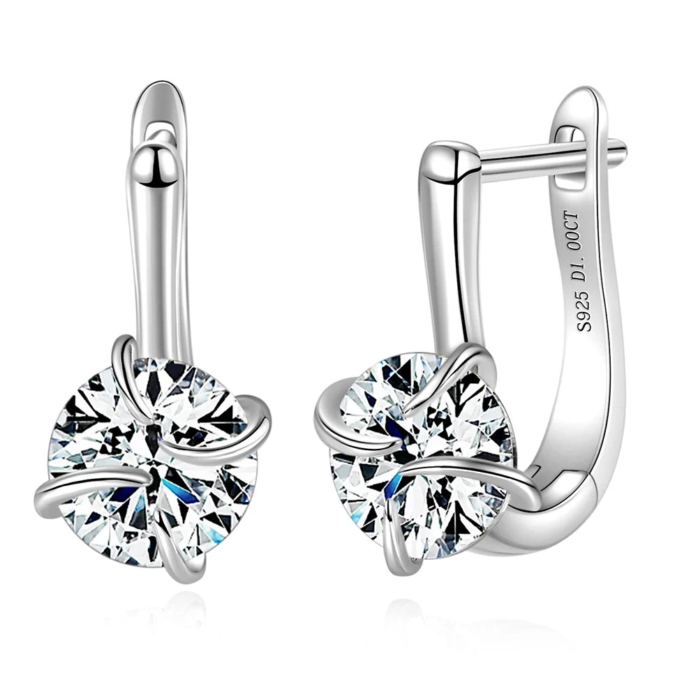 Sweetrain 1CT Moissanite Earrings for Women 925 Sterling Silver Plated 18k Gold Lab Diamond Hoop Earring Sparkling Jewelry Gift