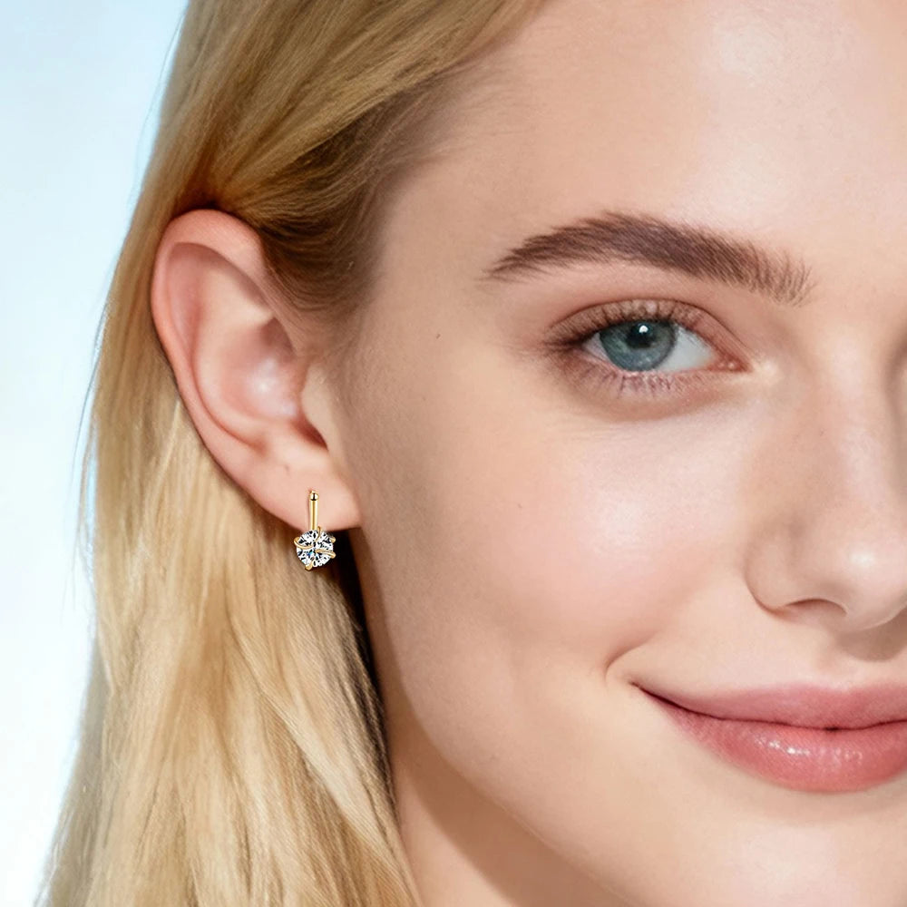 Sweetrain 1CT Moissanite Earrings for Women 925 Sterling Silver Plated 18k Gold Lab Diamond Hoop Earring Sparkling Jewelry Gift