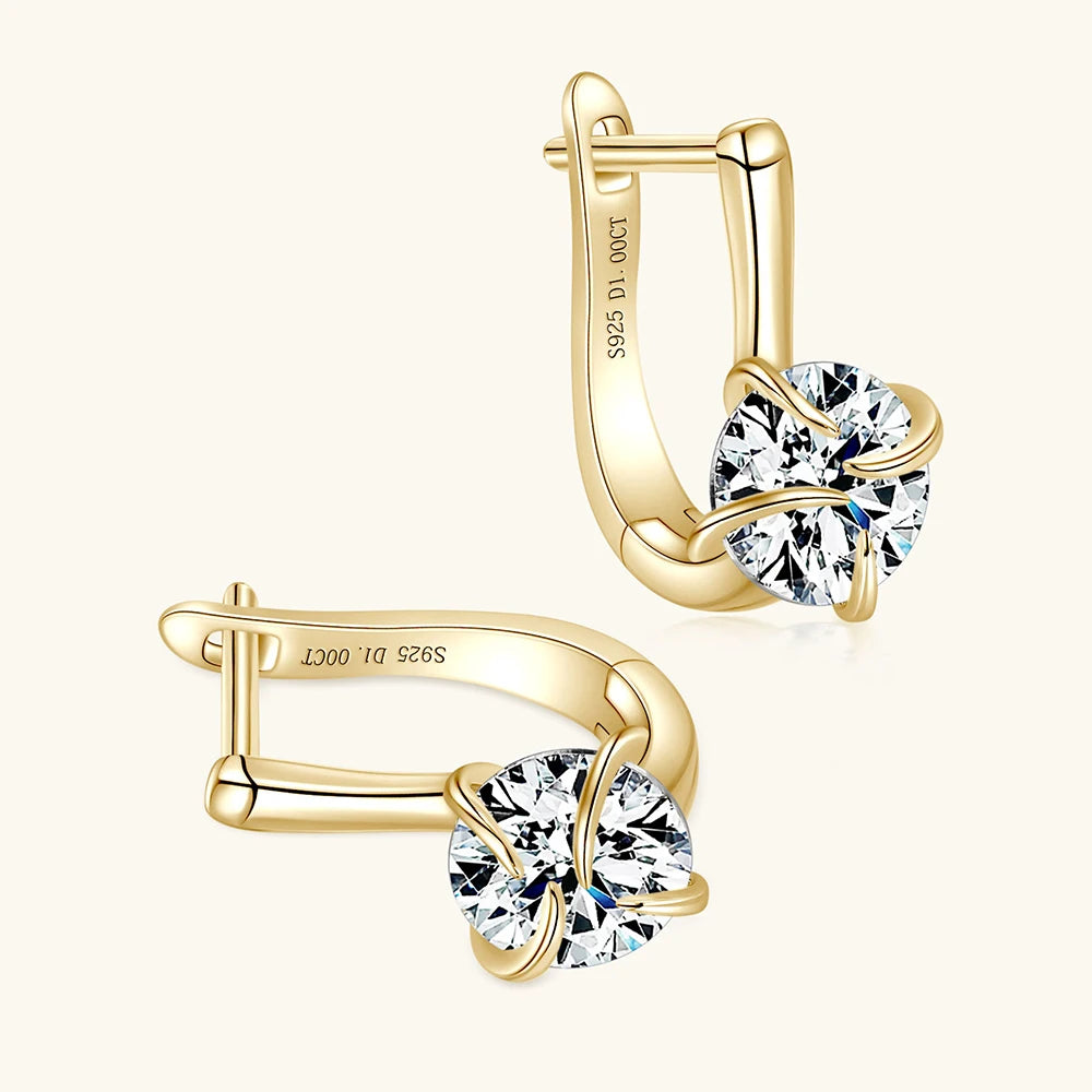 Sweetrain 1CT Moissanite Earrings for Women 925 Sterling Silver Plated 18k Gold Lab Diamond Hoop Earring Sparkling Jewelry Gift