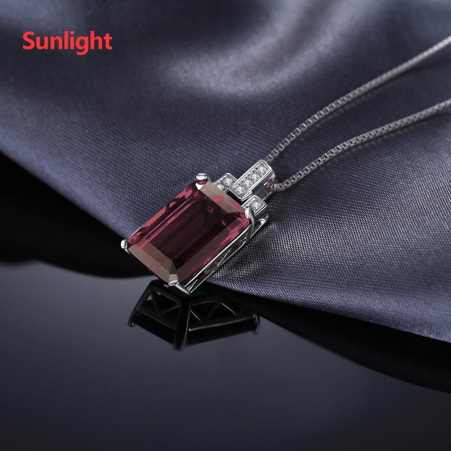JewelryPalace 6ct Emerald Cut Nano Simulated Zultanite Color Change Diaspore Pendant Necklace 925 Sterling Silver Without Chain