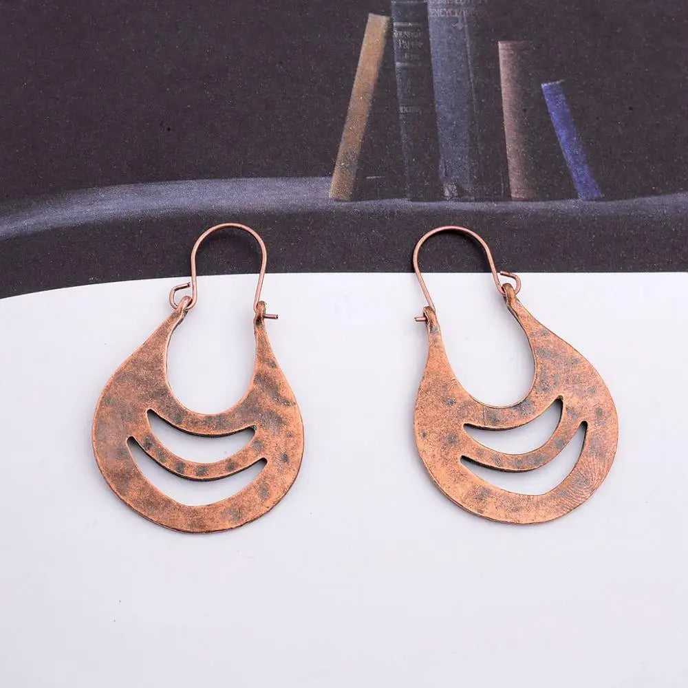 Bohemian Orange Beaded Tassel Drop Earrings Ethnic Carved Alloy For Women Vintage Stone Boho Ladies Earrings