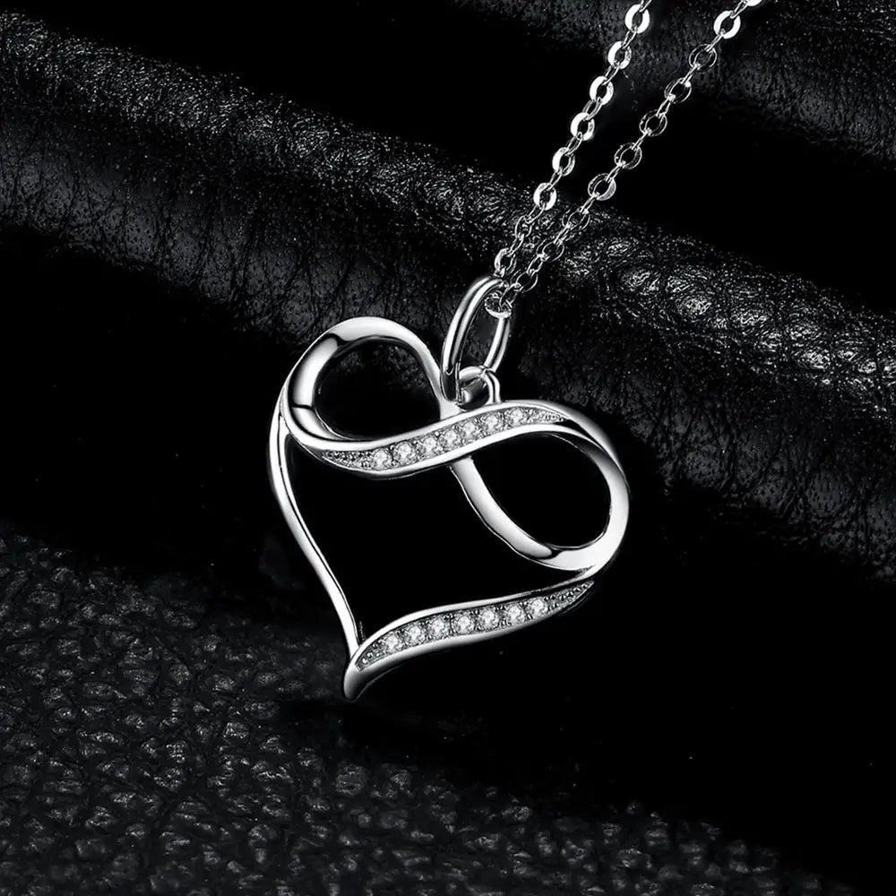 JewelryPalace Infinity Love Knot Heart 925 Sterling Silver Pendant Necklace Trendy Simulated Diamond Women Pendant No Chain