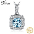 JewelryPalace Natural Sky Blue Topaz 925 Sterling Silver Halo Pendant Necklace for Women No Chain
