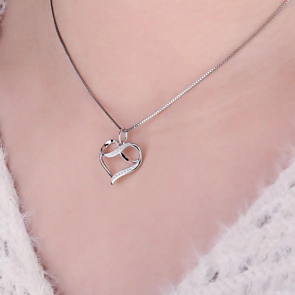 JewelryPalace Infinity Love Knot Heart 925 Sterling Silver Pendant Necklace for Womam Girl Fashion Fine Jewelry Gift No Chain