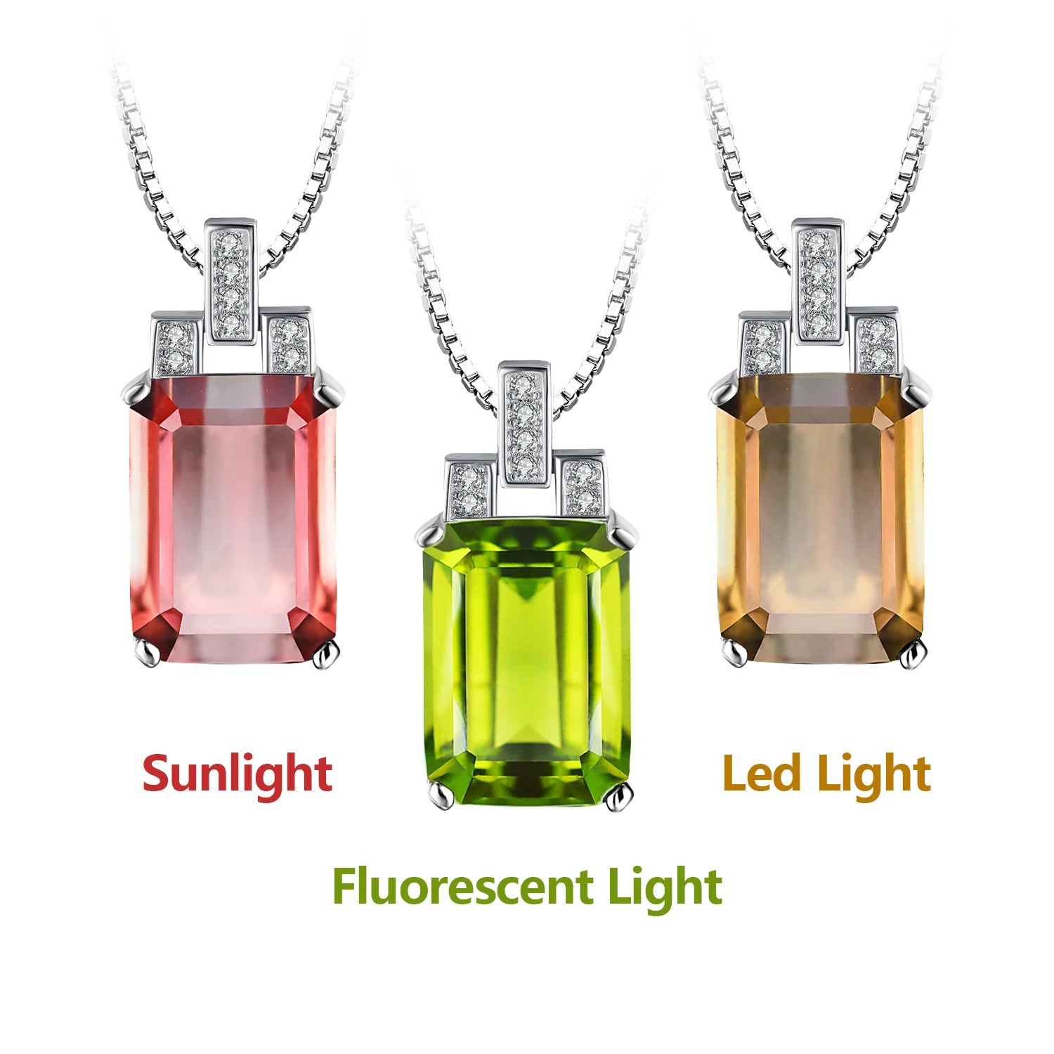 JewelryPalace 6ct Emerald Cut Nano Simulated Zultanite Color Change Diaspore Pendant Necklace 925 Sterling Silver Without Chain