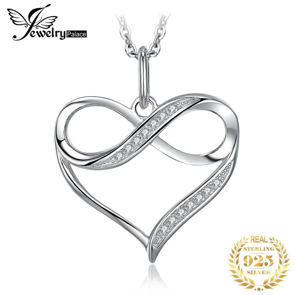 JewelryPalace Infinity Love Knot Heart 925 Sterling Silver Pendant Necklace for Womam Girl Fashion Fine Jewelry Gift No Chain