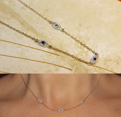 2018 sterling silver jewelry evil eye necklace lovely girl womrn eye charm choker pendant chain necklaces 35+10cm length