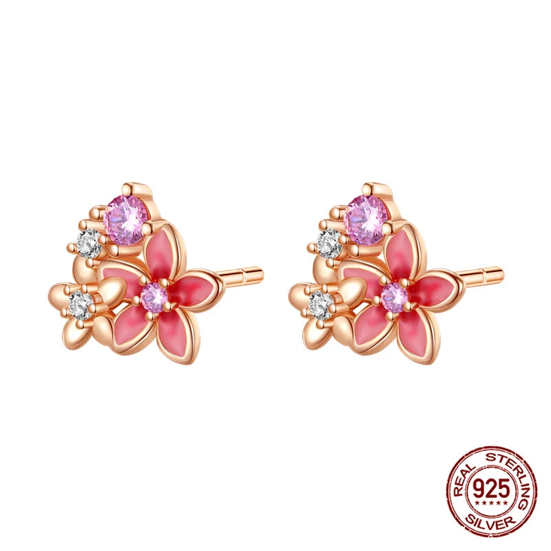 Classic 100% 925 Sterling Silver Wings Heart Inlaid Unicorn Women's Earrings Suitable for Birthday Party Anniversary Gift