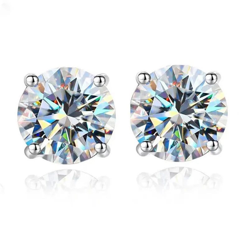 ONE CARAT Moissanite Stud Earrings for Women 925 Sterling Silver Luxury Elegant Jewelry Sparkling Fashion Accessories Perfect