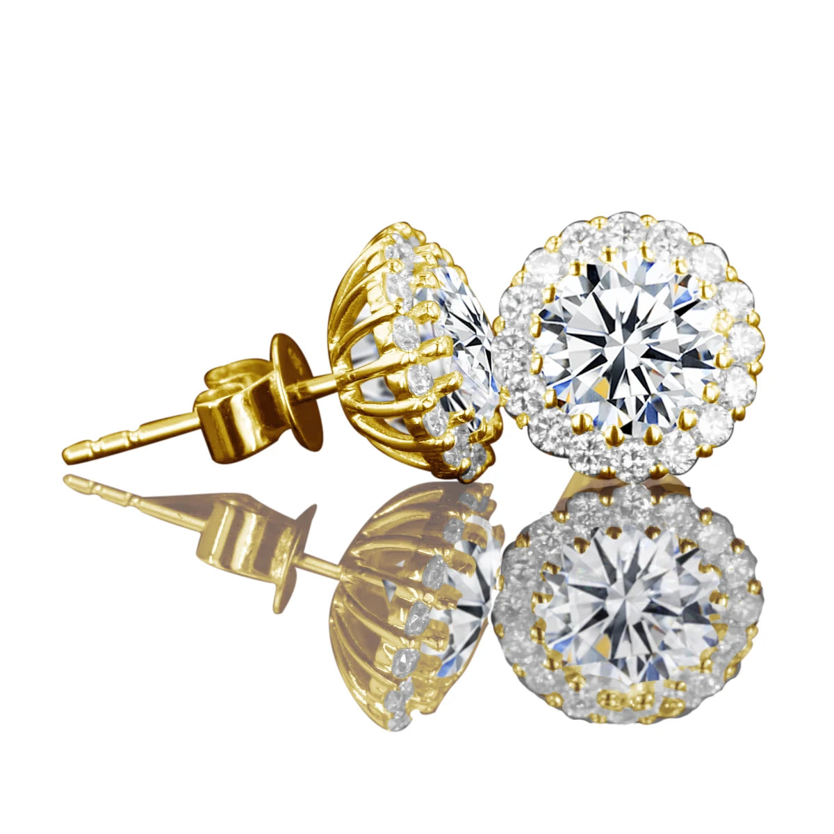 14K Gold Round Moissanite Stud Earring for Women K Gold Filled Engagement Wedding Daily Wear Jewelry Travel Gift for Girl