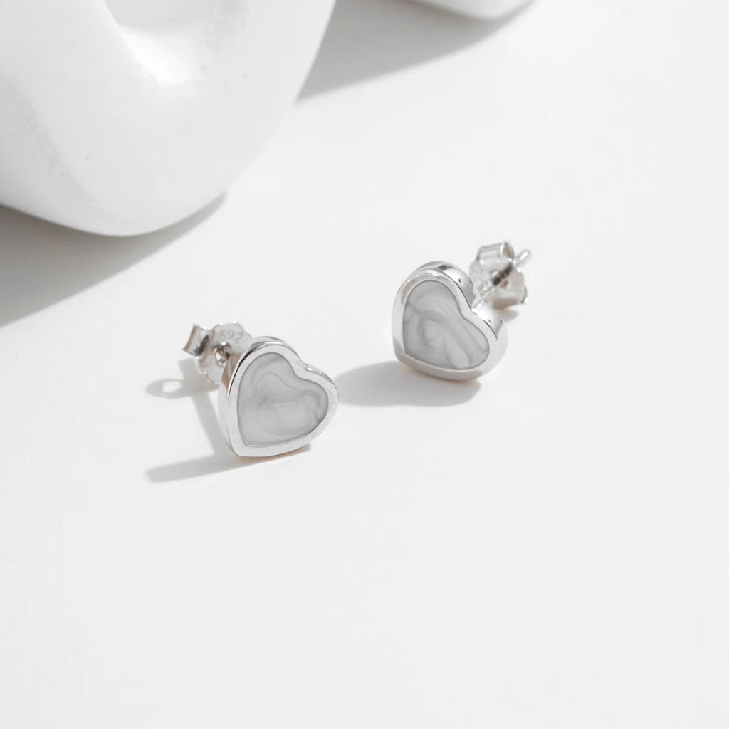 MODIAN 925 Sterling Silver Fashion Romantic White Enamel Hearts Stud Earrings For Women Girls Party Fine Jewelry Accessories