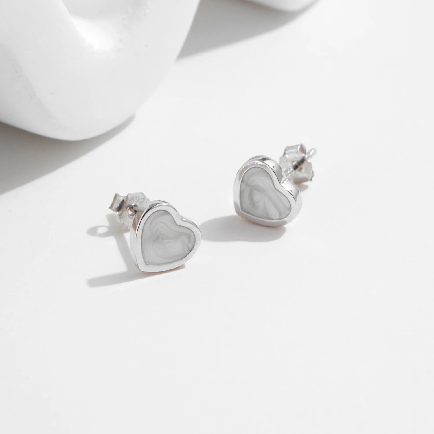 MODIAN 925 Sterling Silver Fashion Romantic White Enamel Hearts Stud Earrings For Women Girls Party Fine Jewelry Accessories