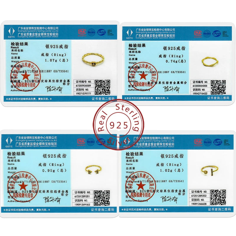 Ring 925 Sterling Silver Sparkling Gold Heart Star Moon Chain Ring For Women Man Girl Wedding Anniversary Part Ring Jewelry Gift