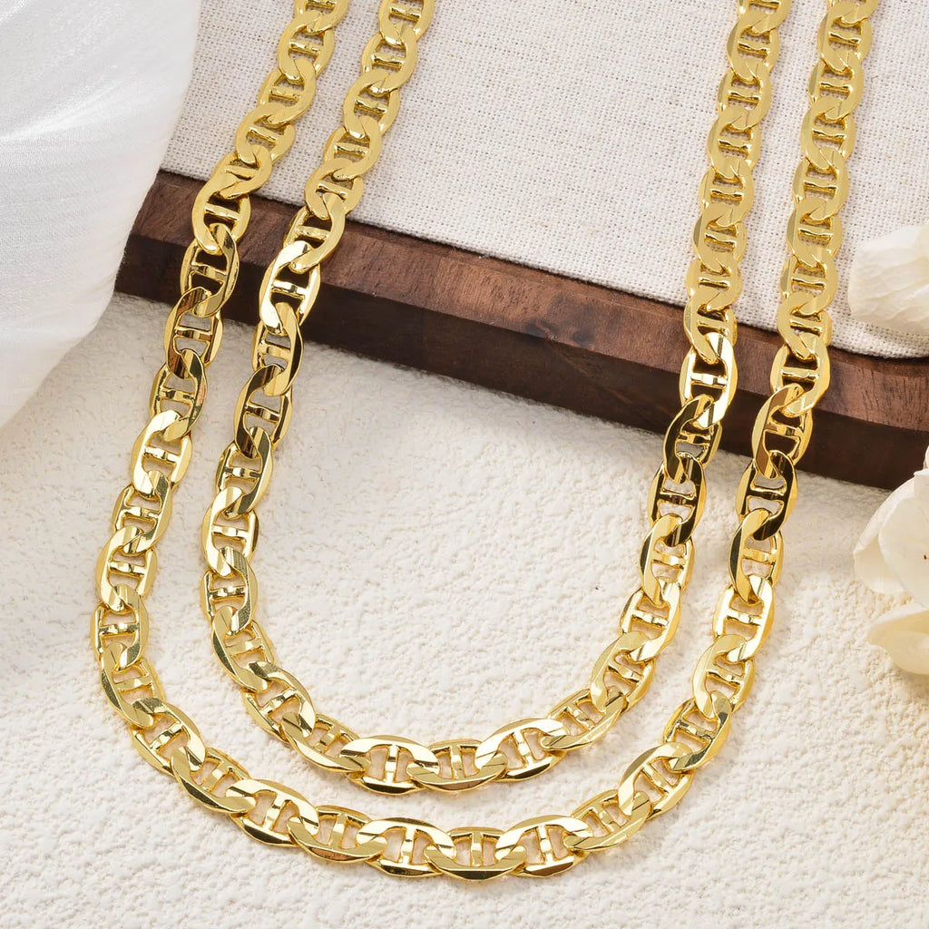 Punk Thick Chain Necklace Gifts Trendy Luxury Italy 750 18k Gold Plated Copper Link Women Dubai Jewelry Man Neck Party Gift
