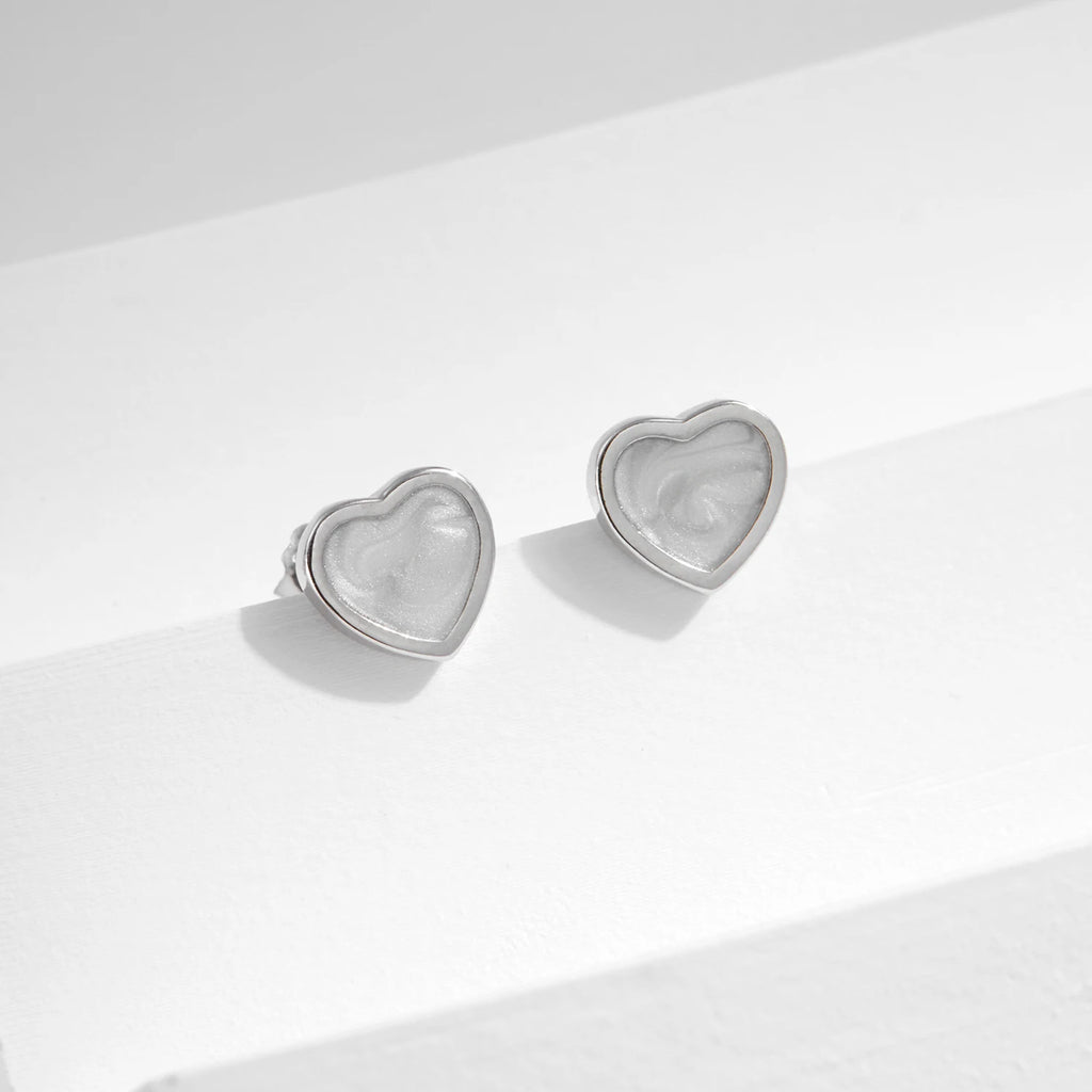 MODIAN 925 Sterling Silver Fashion Romantic White Enamel Hearts Stud Earrings For Women Girls Party Fine Jewelry Accessories