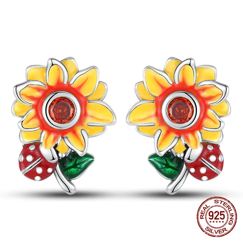 Classic 100% 925 Sterling Silver Wings Heart Inlaid Unicorn Women's Earrings Suitable for Birthday Party Anniversary Gift