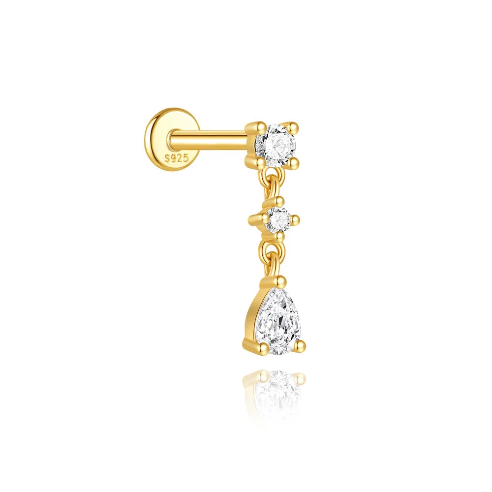 AIDE 925 Sterling Silver Zircon Opal Stud Earrings For Women Men Tiny Ear Bone Studs Nail Cartilage Piercing Earring Jewelry