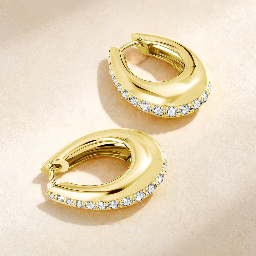 14K Gold Filled Moissanite Chunky Hoop Earrings for Women Thick Teardrop Earring Hypoallergenic Non-fading Ear Jewelry