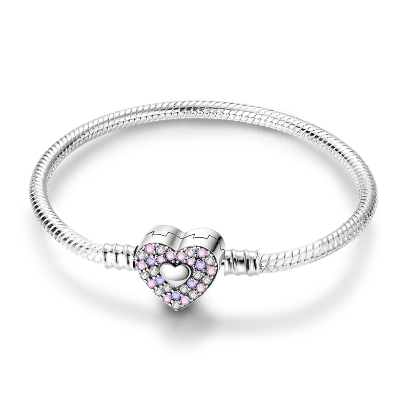 925 Sterling Silver Bracelets 17-20CM Original Leaf Clover Butterfly Heart Bracelet Fit DIY Charms Beads Fashion Women Jewelry