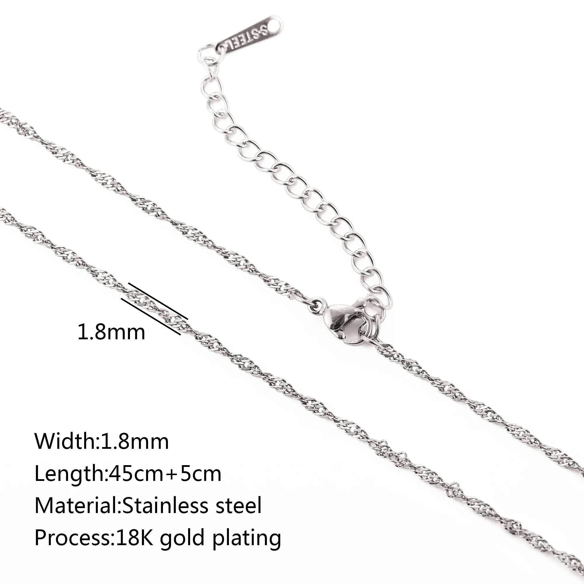 5pc 18K Gold Color PVD Plated Stainless Steel Cuba Cross O Ripple Twisted Chain Necklace Adjustable Chain DIY Necklace Wholesale