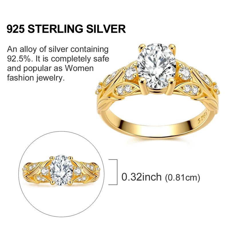 Ring 925 Sterling Silver Sparkling Gold Heart Star Moon Chain Ring For Women Man Girl Wedding Anniversary Part Ring Jewelry Gift