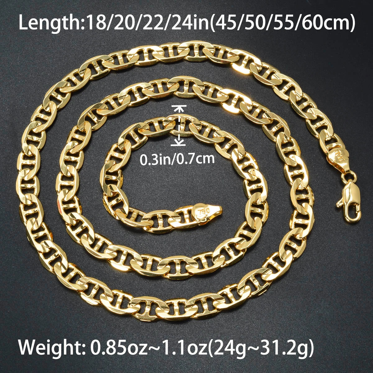 Punk Thick Chain Necklace Gifts Trendy Luxury Italy 750 18k Gold Plated Copper Link Women Dubai Jewelry Man Neck Party Gift