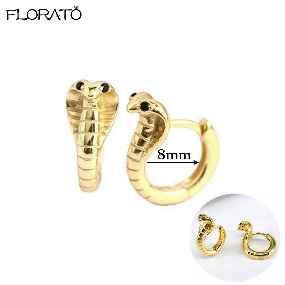 925 Silver Needle Snake Hoop Earrings for Women Trend Gold Earrings Colour Enamels Animals Crystal Pendant Earrings Jewelry Gift
