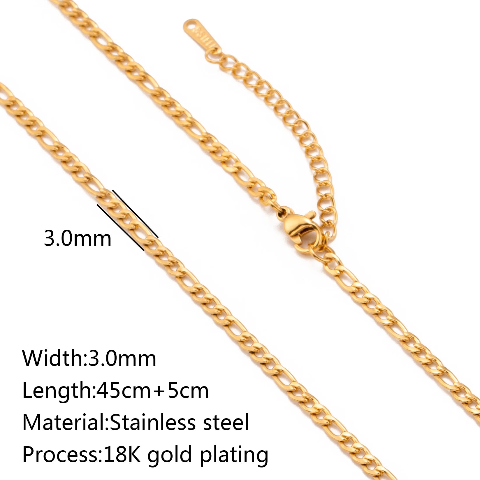 5pc 18K Gold Color PVD Plated Stainless Steel Cuba Cross O Ripple Twisted Chain Necklace Adjustable Chain DIY Necklace Wholesale