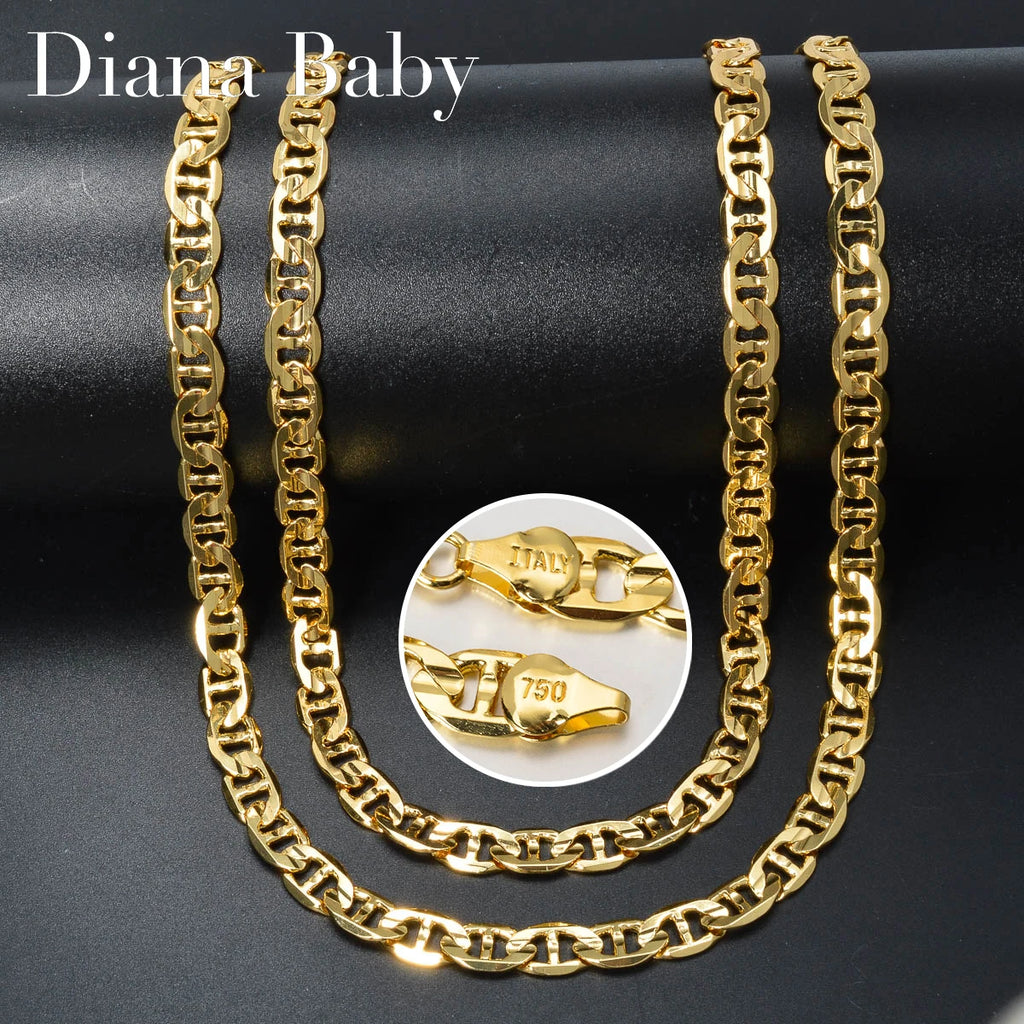 Punk Thick Chain Necklace Gifts Trendy Luxury Italy 750 18k Gold Plated Copper Link Women Dubai Jewelry Man Neck Party Gift