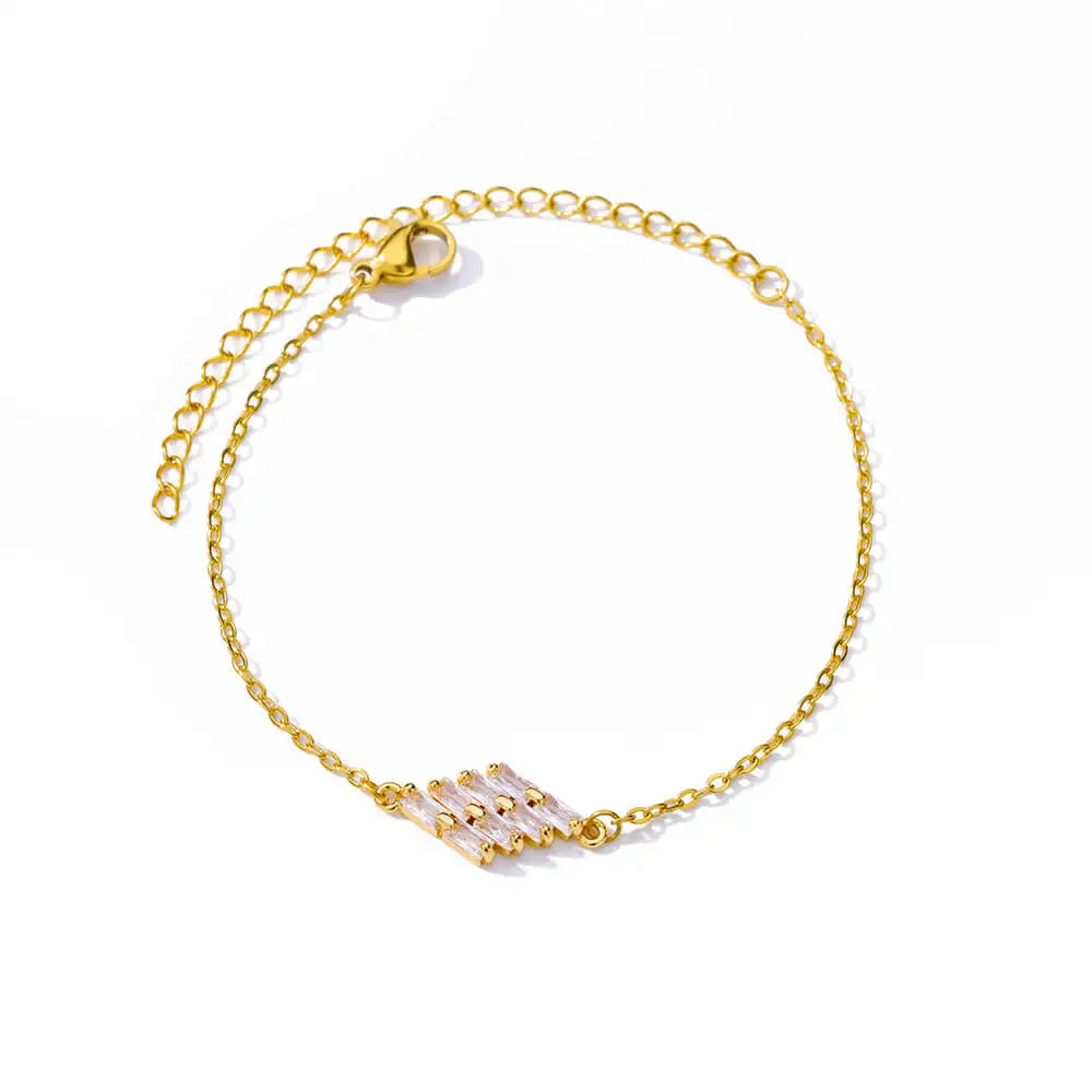 Elegant Zircon Flowers Bracelet For Women Girls Charm Gold Color Stainless Steel Plant Bracelets Luxury Designer Jewelry Gifts