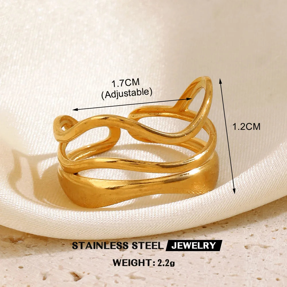 Gold Color Stainless Steel Heart Ring Women Metal Finger Hollow Ring Waterproof Jewelry Girlfriend Gift Bijoux Femme Anillos