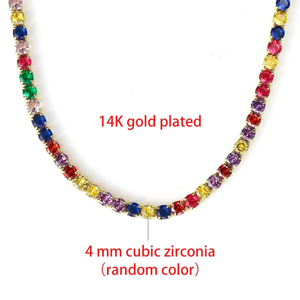 Tennis Choker Necklaces Women HipHop Iced Out AAA+ Cubic Zirconia Gold Color Crystal Chain Female Jewelry on The Neck OHN099