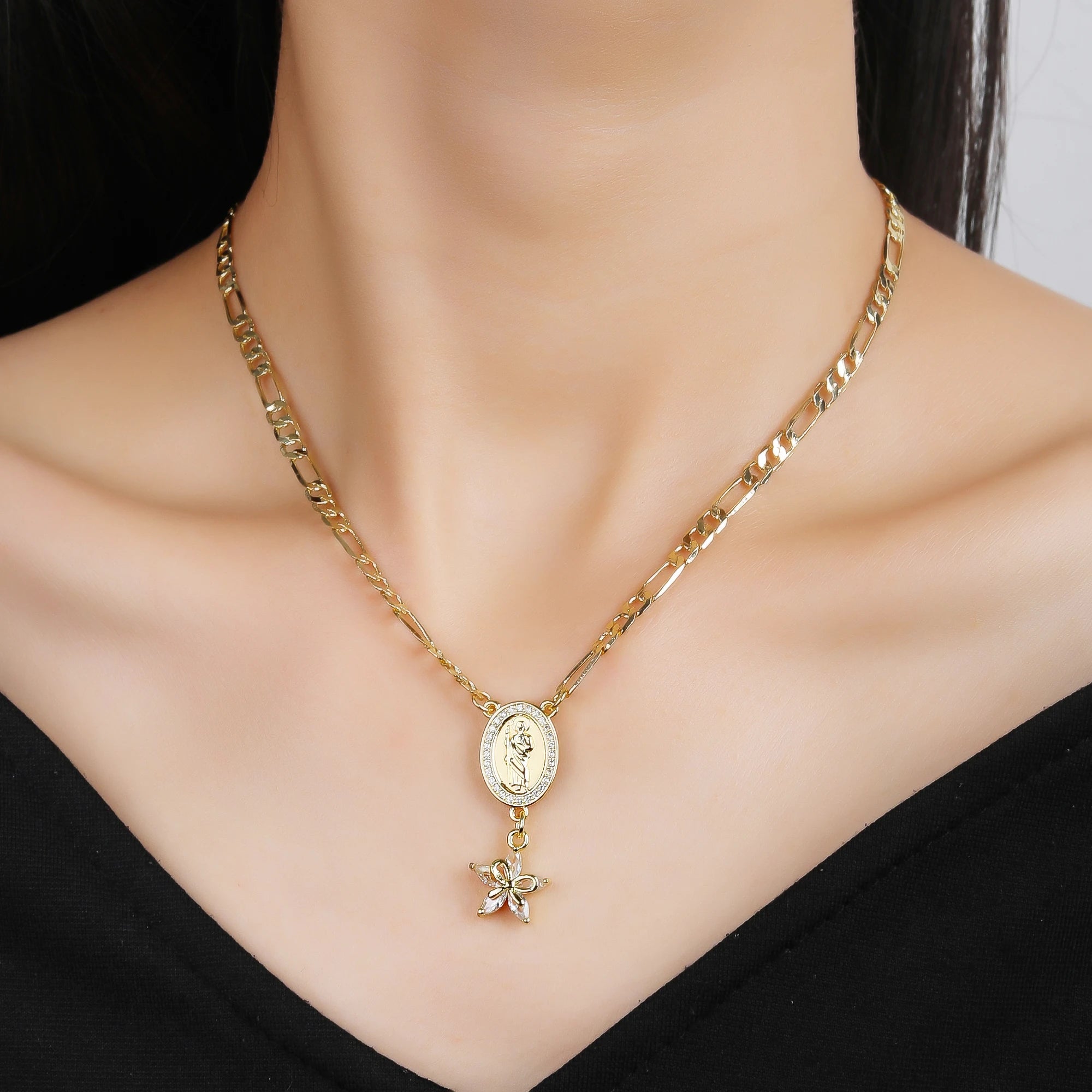 High-Quality Men Women Religious Jewelry St. Jude Zirconia Pendant Necklace Classic for Daily Party Prayer Jewelry Amulet Gift