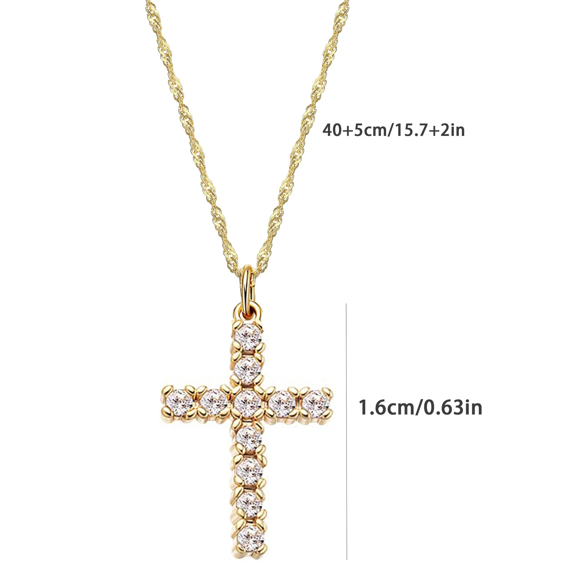 18K Real Gold Plated Stainless Steel Cross Necklace for women girls Non Tarnish Waterproof Easter Christian Faith Jewelry Gifts