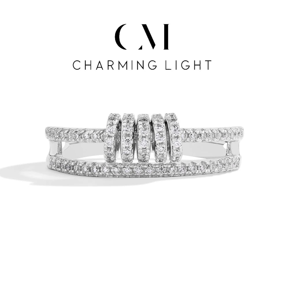 CHARMING Customize Full Moissanite Ring Brilliant Lab Diamond 925 Sterling Sliver Gold for Women Plated Wholesale Fine Jewelry