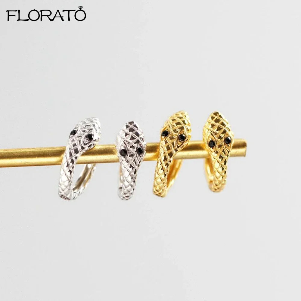 925 Silver Needle Snake Hoop Earrings for Women Trend Gold Earrings Colour Enamels Animals Crystal Pendant Earrings Jewelry Gift