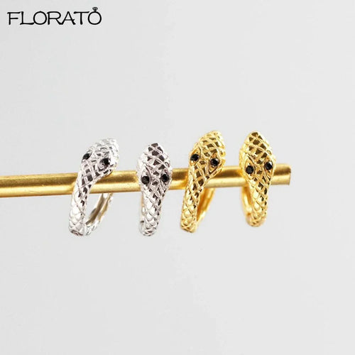 925 Silver Needle Snake Hoop Earrings for Women Trend Gold Earrings Colour Enamels Animals Crystal Pendant Earrings Jewelry Gift