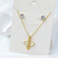 2Pcs Cute Insect Bee Zircon Jewelry Set Necklace Earrings New Fashion Women's Daily Party Jewelry Girls' Exquisite Gift
