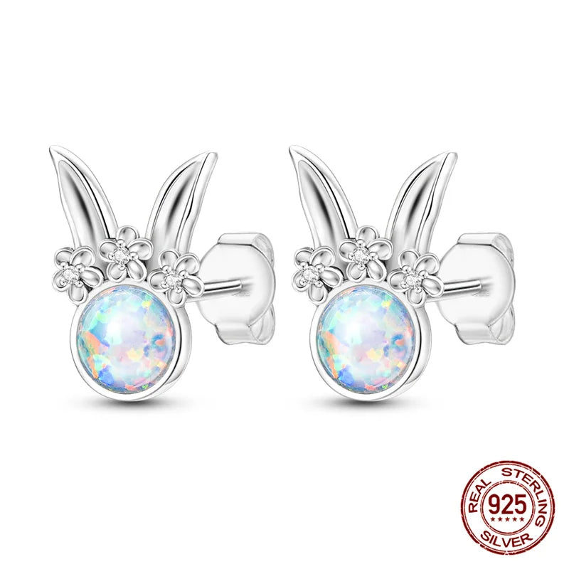 Classic 100% 925 Sterling Silver Wings Heart Inlaid Unicorn Women's Earrings Suitable for Birthday Party Anniversary Gift