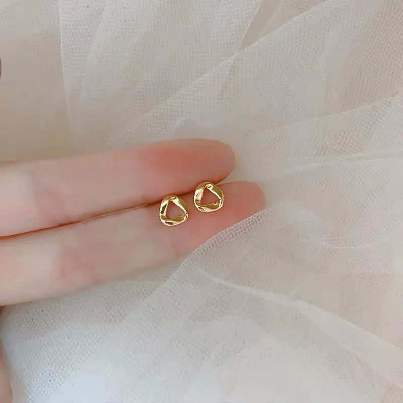 Lovely Small Earrings Piercings Wing Heart Stud Earrings For Women Gold Color 925 Silver Needles Ear Stud Jewelry For Teen Gift
