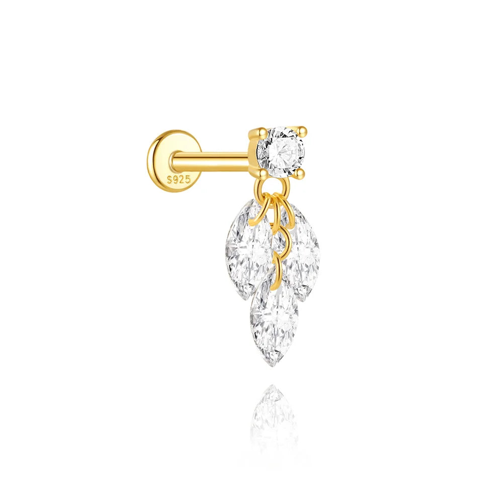 AIDE 925 Sterling Silver Zircon Opal Stud Earrings For Women Men Tiny Ear Bone Studs Nail Cartilage Piercing Earring Jewelry