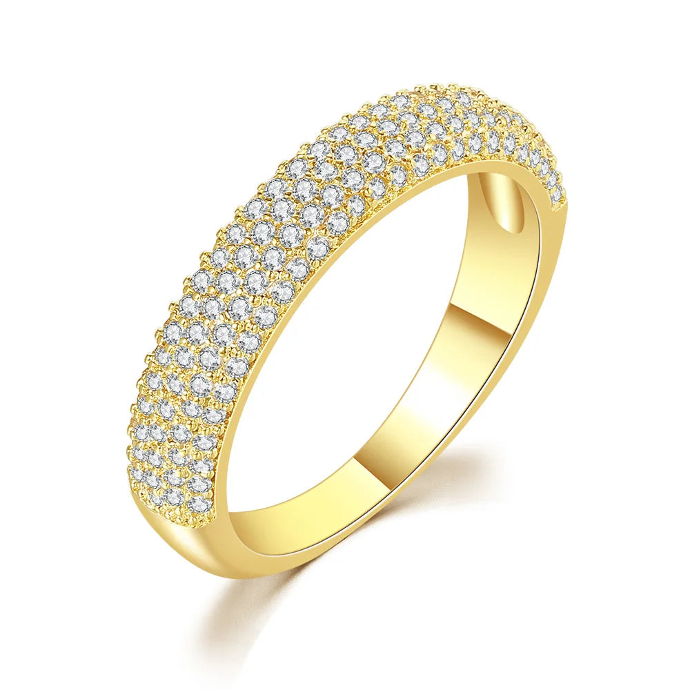 Hip Hop Cuban Link Ring For Women Dainty Gold Color Micro-inlaid Zircon Stacking Matching Ring Jewelry Fashion Accessories R720