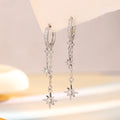 925 Sterling Silver 2-layered Sparkling Star Long Tassel Drop Earrings For Women Wedding Party Jewelry Gift Female Pendientes