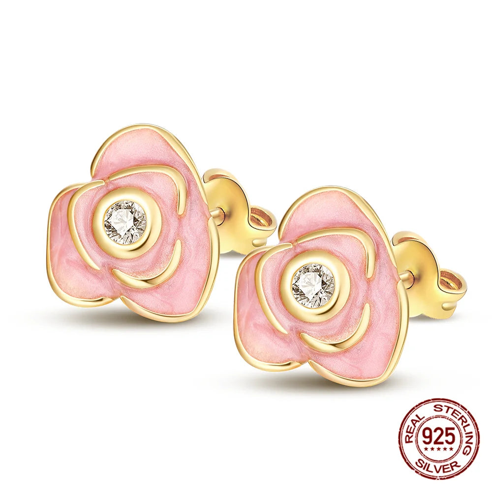 Classic 100% 925 Sterling Silver Wings Heart Inlaid Unicorn Women's Earrings Suitable for Birthday Party Anniversary Gift