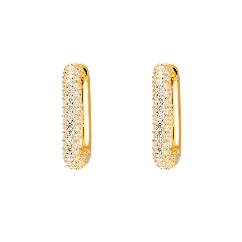 CRMYA Gold-color Clip Dangle Hoop Earrings For Women CZ Zircon Enamel Piercing Women's Earrings Set 2023 Jewelry Wholesale