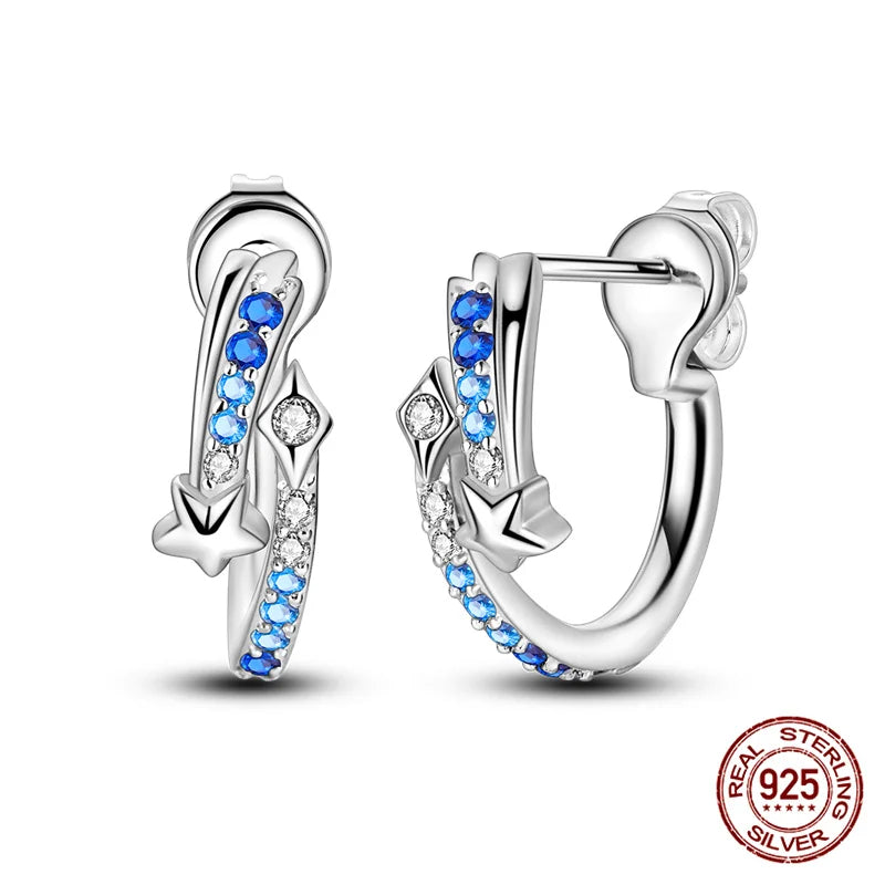 Classic 100% 925 Sterling Silver Wings Heart Inlaid Unicorn Women's Earrings Suitable for Birthday Party Anniversary Gift