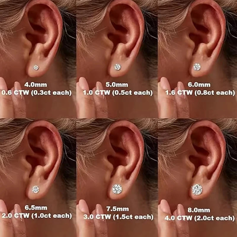 ONE CARAT Moissanite Stud Earrings for Women 925 Sterling Silver Luxury Elegant Jewelry Sparkling Fashion Accessories Perfect