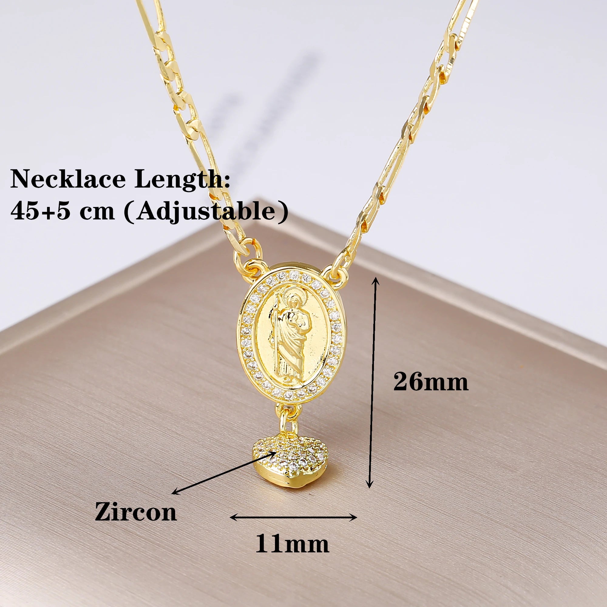 High-Quality Men Women Religious Jewelry St. Jude Zirconia Pendant Necklace Classic for Daily Party Prayer Jewelry Amulet Gift
