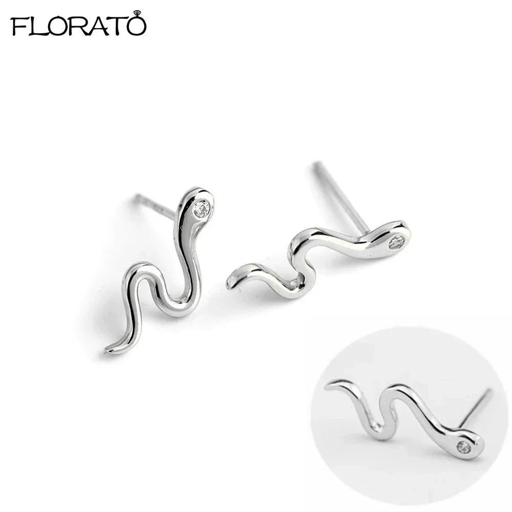 925 Silver Needle Snake Hoop Earrings for Women Trend Gold Earrings Colour Enamels Animals Crystal Pendant Earrings Jewelry Gift